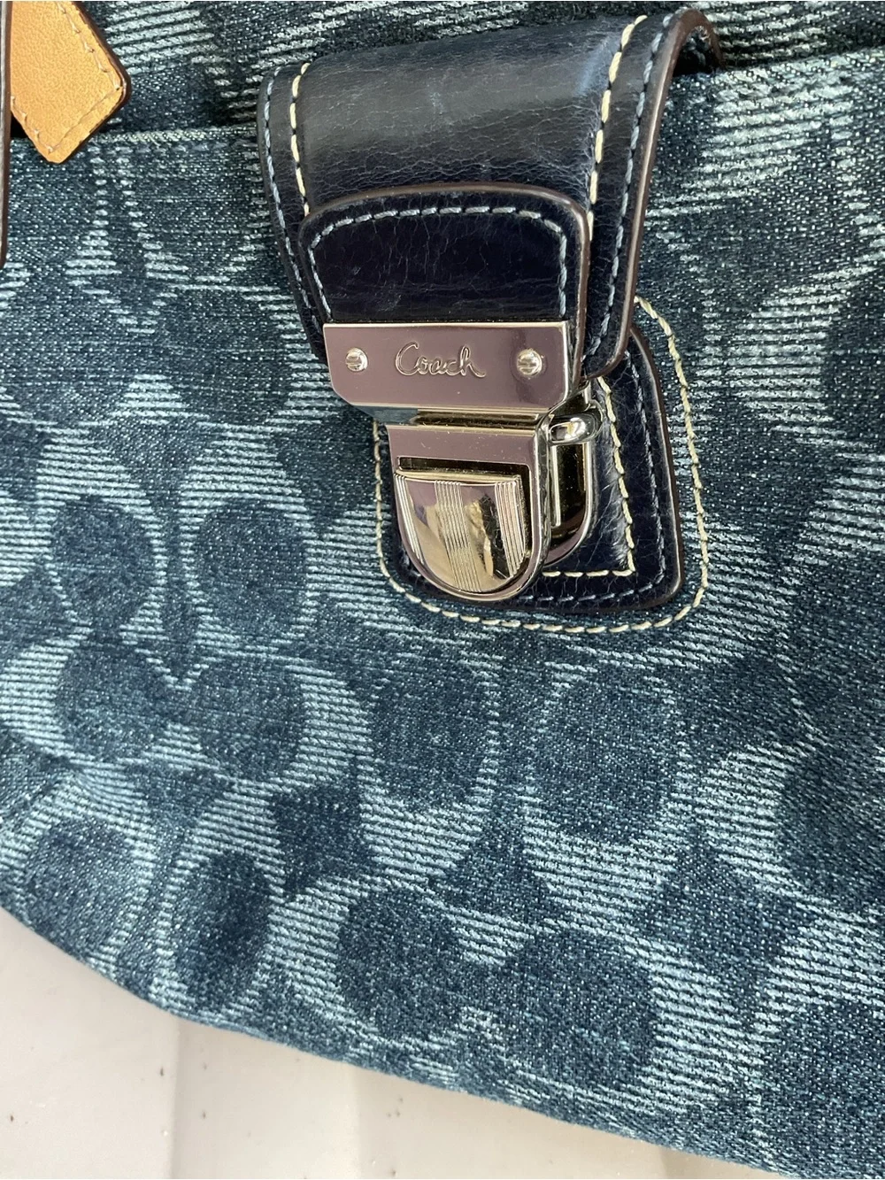 Coach Blue Signature Denim Shoulder Bag